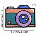 Cartoon camera embroidered patch in cyan and purple, size 6.7x5.1cm iron-on applique - Cartoon Camera Patch 8