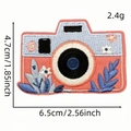 Embroidered camera patch with flowers measuring 6.5cm wide for clothing iron-on - Cartoon Camera Patch 12