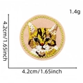 Toppa ricamata rotonda con gatto tigrato arancione per decorazione vestiti - Toppa Animale Cartoon Stile 1