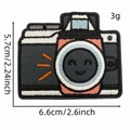 Cartoon camera embroidery patch in black and coral with smiley face detail and 5.7x6.6cm size - Cartoon Camera Patch 13