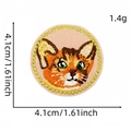 Toppa ricamata rotonda con testa di gatto arancione diametro 4,1 cm e peso 1,4g - Toppa Animale Cartoon Stile 2