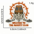 Cartoon skeleton anxiety club embroidery patch with paper bag head and orange rays - Cartoon Skeleton 9# (AZ2508G8-4)