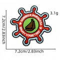 Colorful embroidered ship wheel patch with summer travel motif and white background - Steering Wheel Landmark Style (标志布贴22#)