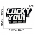 Lucky You schwarz weiß Aufnäher zum Aufbügeln für Kleidung DIY Basteln mit Maßen - LUCKY YOU! Text (美元系列布贴3#)