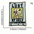 Cartoon skeleton skull embroidery patch with Lost My Self text in blue and yellow - Cartoon Skeleton 11# (AZ2508G8-4)