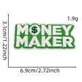 Grün-weißer Money Maker Stickaufpatch für Kleidung mit Größenangaben im Detail - MONEY MAKER Text (美元系列布贴4#)
