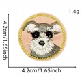 Round schnauzer dog embroidered patch with detailed gold trim and 4.2cm diameter - Cartoon Animal Patch Style 7