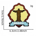 Detailed Brazil embroidery patch featuring Christ the Redeemer silhouette and yellow background - Brazil Christ Style (标志布贴25#)
