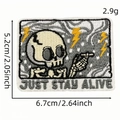 Skull embroidery patch with yellow lightning and Just Stay Alive text for clothing - Cartoon Skeleton 13# (AZ2508G8-4)