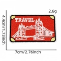 London Tower Bridge embroidered patch for clothing with red travel motif 7x4.4cm - London Tower Bridge Style (标志布贴26#)
