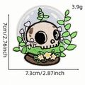 Creative cartoon skull and mushroom embroidery patch with size dimensions and weight info - Skull Patch 9#