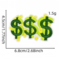 Three dollar signs embroidered patches with size 6.8x4.5cm for clothing decoration - Three Dollar Signs (Dollar Series Cloth Patch #7)
