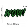 Pop art style WOW! embroidered dollar money patch with green thread 7x3cm dimensions - "WOW!" Letter Embroidered Patch (Dollar Series #8)