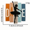 Parche bordado bailarina de ballet DANCE con medidas de 7,4x6,5 cm para ropa - Bailarín DANCE Bloque de Color (3#)