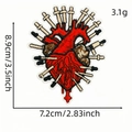 Toppa cuore ricamata con spade, distintivo stile gotico da 8,9 cm per accessori abbigliamento - Toppa Cuore 2#