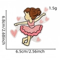 Rosa Karikatur-Ballerina Stickaufnäher mit Herzdetail, Größe 6,8x6,5cm für DIY-Deko - Mädchen im Ballett-Tutu Stil (3#)