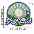 Embroidered golf club patch with white ball and green grass, size 6.8 x 7.5 cm - Golf Club Pattern 2