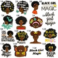 Détails de seize écussons brodés Black Girl Magic avec des coutures vives pour la décoration - Ensemble d'Écussons Fille Afro Assortis