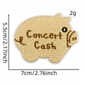 Embroidered pig money patch in beige with Concert Cash text, size 7x5.5cm for clothing - Piggy Bank Concert Cash (US Dollar Series Cloth Patch No. 13)