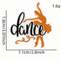 Orange ballet dancer silhouette embroidered patch with black dance text and needlework - Orange Ballet Silhouette (6#)