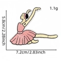 Pink cartoon ballerina embroidery patch in a dancing pose with size dimensions - Graceful Dancing Girl Style (5#)