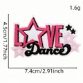 Pink LOVE Dance ballet girl embroidered iron-on patch for clothing decoration, size 7.4x4.5cm - Stars LOVE Dance (10#)