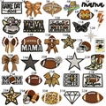 Detail view of 32 leopard print rugby patches and mini sewing kit on white background - Assorted Mixed Embroidery Patch Set with Sewing Kit (6118516502534)