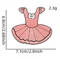 Pink ballet dress embroidery patch with white bow detail, 7.1cm x 6.8cm size - Ballet Tutu with Bow Style (9#)