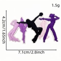 Embroidered ballet girl silhouette patches in purple and pink for clothing decoration - Graceful Dance Poses Set (11#)