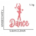 Pink ballet girl silhouette embroidered patch with Dance text and 7.2cm dimension - Dancer with Dance Text Style (11#)