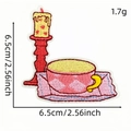 Pink cartoon bear and vintage teacup embroidered patch for clothing decoration - Candlestick Teacup