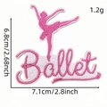 Pink ballet girl embroidered patch with Ballet lettering, 6.8cm x 7.1cm DIY sewing applique - Pink Ballet Letters (14#)