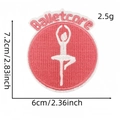 Pink Balletcore embroidered patch with ballerina silhouette and measurements 6x7.2cm - Balletcore Round Style (12#)
