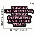Pink embroidered math quote patch on black twill fabric with size measurement details - Style 3