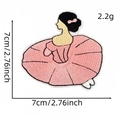 Pink ballerina embroidered patch for clothing, dancer silhouette with 7cm size markings - Dancer Back View Style (13#)