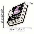 Cartoon witch book embroidery patch with purple hat design for clothing iron-on use - Witch (3#)