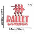 Pink cartoon ballet dancer embroidered patch with BALLET text size 7.1x7.2cm - BALLET Scrolling Pattern Style (14#)