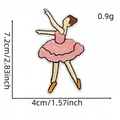 Pink ballet dancer embroidered iron-on patch, size 7.2x4cm for clothing decoration - Dancing Pose Silhouette Style (15#)