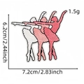 Pink gradient trio ballet dancers embroidery patch with iron-on backing, 7.2x6.2cm size - Three Elegant Dancers Style (16#)