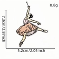 Pink ballet girl embroidery patch for clothing with detailed size measurement display - Pink Vibrant Dance Pose (17#)