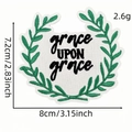 Κεντητό επίραμμα στεφάνι με πράσινα φύλλα Grace UPON grace, 8x7,2 εκ. - Στεφάνι Grace Upon Grace (5#)