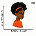 Écusson brodé fille noire avec coupe afro et bandeau orange, taille 7,2x4,7 cm - Écusson Fille Afro 3# (Haut Orange)