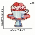 Pink cupcake embroidered patch with blue stripes, cute iron-on accessory for clothing - Cupcake Shaped