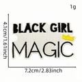 Écusson brodé rectangulaire Black Girl Magic avec couronne jaune pour vêtements - Écusson Fille Afro 4# (Slogan)