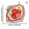 Cute cartoon pink cherry embroidery patch for clothing decoration with 6.5cm size mark - Cherry Collage Shape