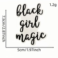 Écusson brodé Black Girl Magic pour vêtements en finition noire et blanche - Écusson Fille Afro 8# (Slogan Manuscrit)