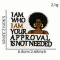 Écusson brodé fille noire avec coupe afro et texte inspirant pour les vêtements - Écusson Fille Afro 9# (Grandes Boucles d'Oreilles)