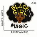 Écusson brodé Cartoon Black Girl Magic avec boucles d'oreilles jaunes, 6,6x6,9 cm - Écusson Fille Afro 10# (Boucles d'Oreilles Jaunes)