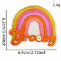 Rainbow Groovy flower embroidery patch, colorful iron-on badge for clothes, 6.9x6.2cm - Bohemian Style 1#