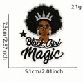 Écusson brodé Black Girl Magic avec couronne argentée et marquage de taille 7,3 cm - Écusson Fille Afro 13# (Couronne Argentée)